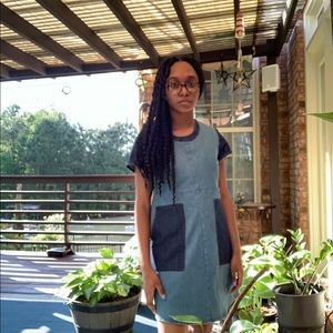 Loup NYC Two Tone Color Block Denim Dress